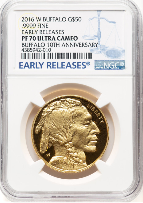 2016-W Proof Gold Buffalo 1 oz ER Blue NGC PF70