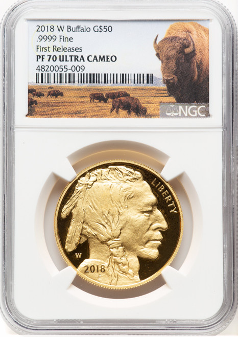 2018-W Proof Gold Buffalo 1 oz FR Bison Label NGC PF70