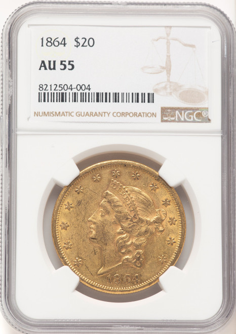 1864 $20 Liberty Double Eagle NGC AU55