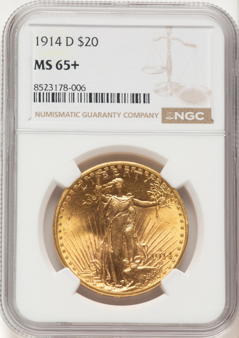 1914-D $20 Saint-Gaudens Double Eagle NGC MS65+ (507104006) 1914-D $20 Saint-Gaudens Double Eagle NGC MS65+ (507104006)