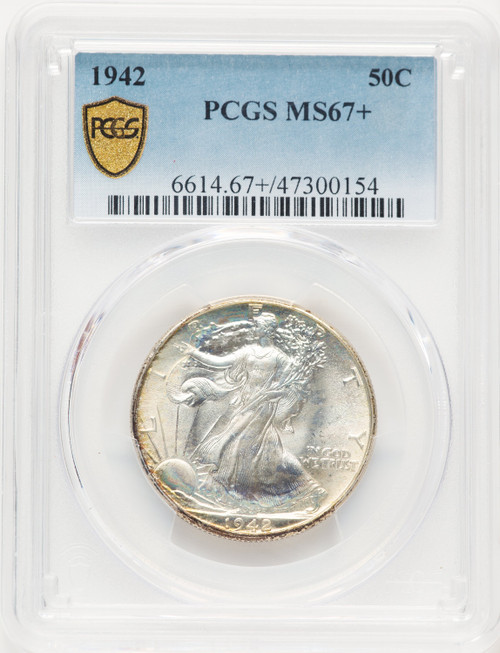 1942 50C Walking Liberty Half Dollar PCGS MS67+