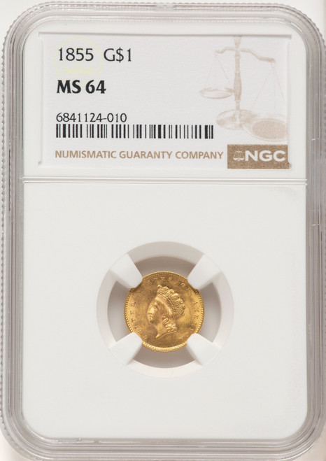 1855 G$1 Type Two Gold Dollar NGC MS64 - LCR Coin