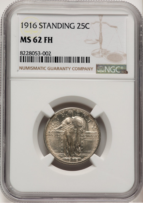 1916 25C STANDING FH Standing Liberty Quarter NGC MS62