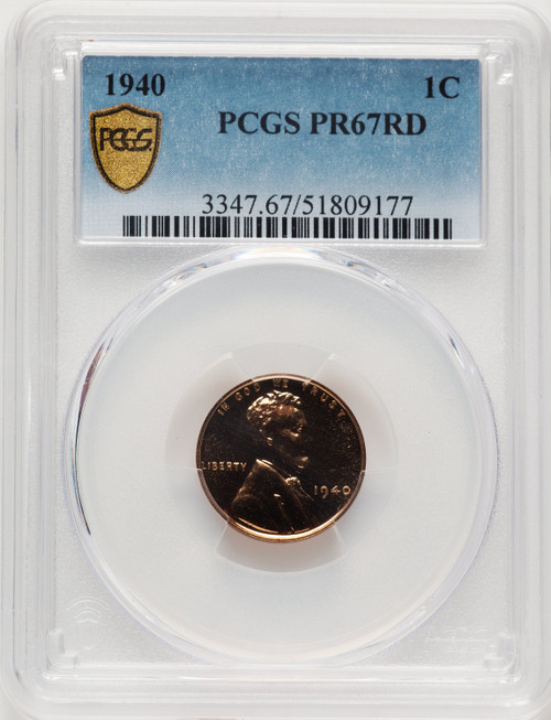 1940 1C RD Proof Lincoln Cent PCGS PR67