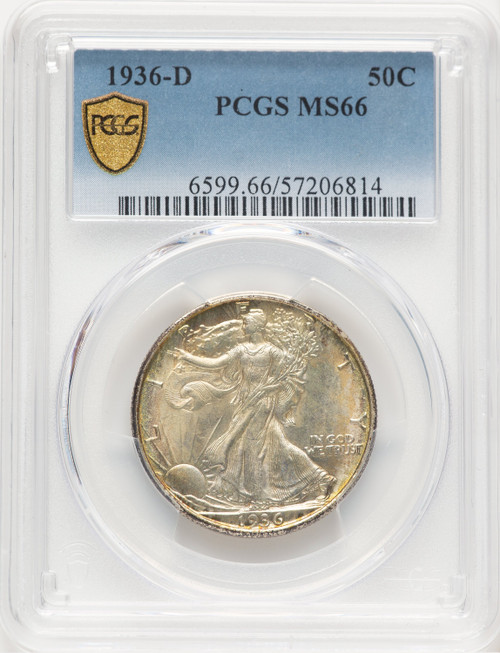 1936-D 50C Walking Liberty Half Dollar PCGS MS66 (780762005)