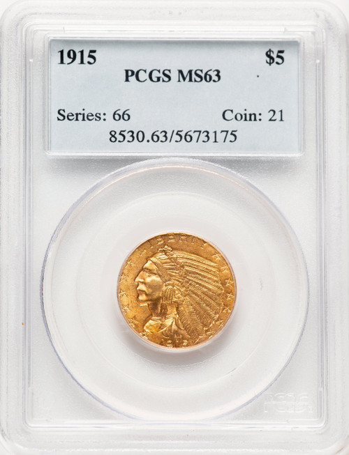 1915 $5 Indian Half Eagle PCGS MS63 (778844017)