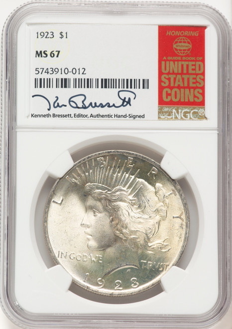 1923 Kenneth Bressett Red Book Peace Dollar NGC MS67