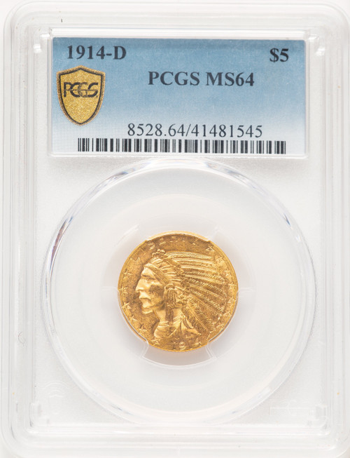 1914-D $5 Blue Gradient Indian Half Eagle PCGS MS64