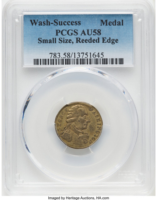 WASH-SUC Washington Success Medal Small Size Reeded Edge Colonials PCGS AU58 (777775003)