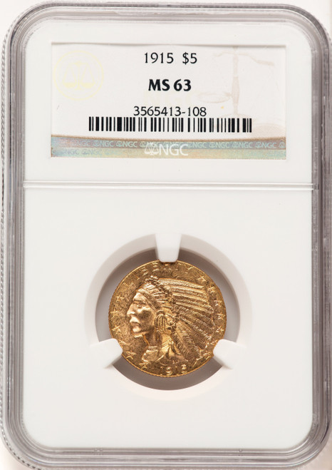 1915 $5 Indian Half Eagle NGC MS63 (777777021)