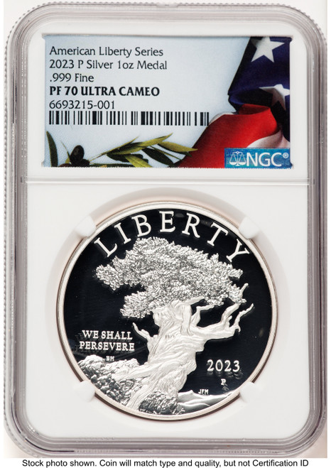 2023-P Silver American Liberty High Relief Medal Bunting Flag Medals and Tokens NGC MS70