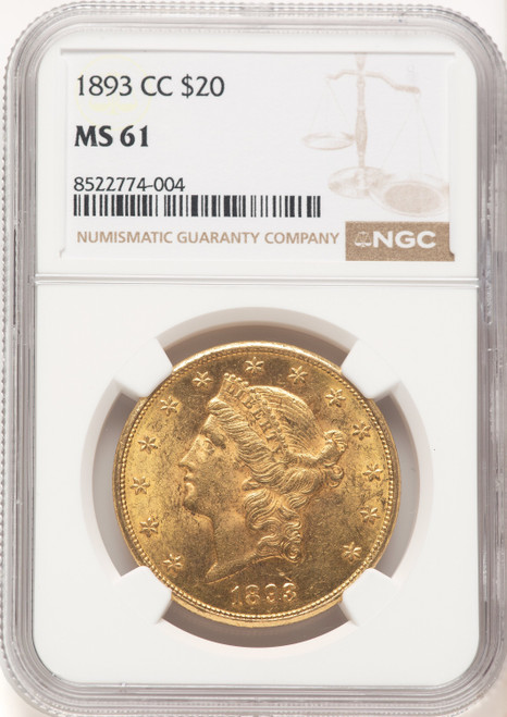 1893-CC $20 Liberty Double Eagle NGC MS61 (781342012)