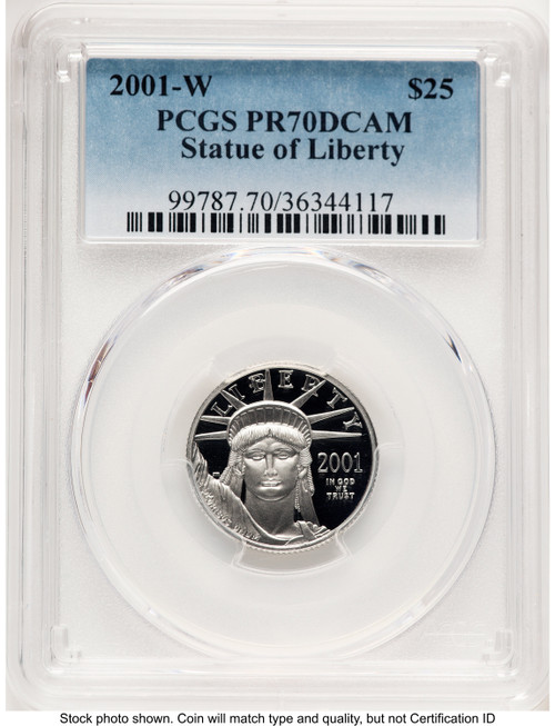 2001-W Proof Platinum Eagle 1/4 oz Blue Gradient PCGS PR70