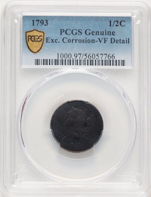 1793 1/2 C BN Genuine Half Cent Genuine PCGS VF20