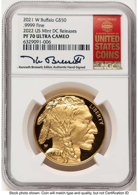 2021-W Proof Gold Buffalo 1 oz 2022 US Mint Releases Kenneth Bressett Red Book NGC PF70