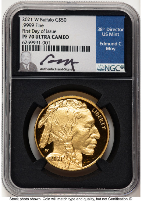 2021-W Proof Gold Buffalo 1 oz FDI NGC PF70 Ed Moy