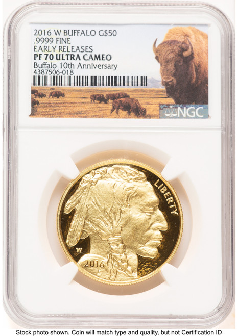 2016-W Proof Gold Buffalo 1 oz ER Bison Label NGC PF70
