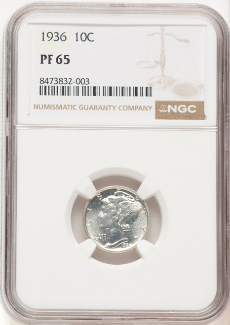 1936 10C Proof Mercury Dime NGC PR65