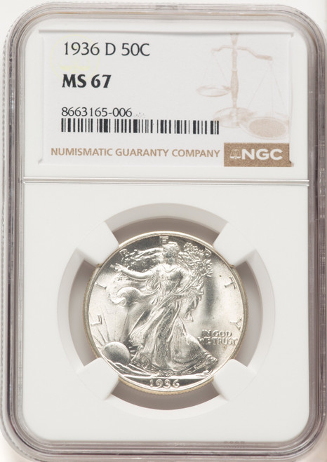 1936-D 50C Walking Liberty Half Dollar NGC MS67 (780390048)