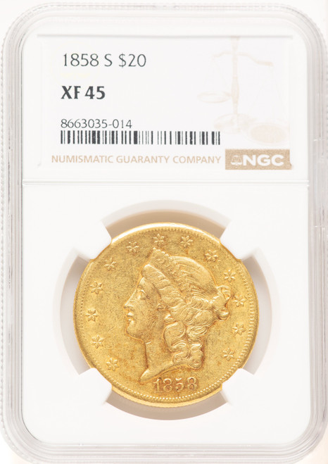 1858-S $20 Liberty Double Eagle NGC XF45 (521657023)