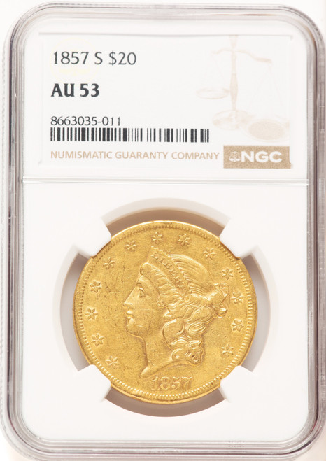 1857-S $20 Liberty Double Eagle NGC AU53 (521657024)