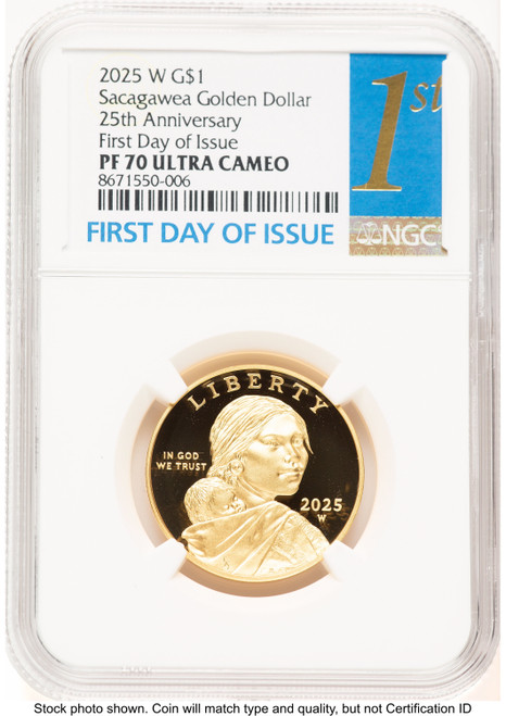 2025-W 1/2 oz Proof Gold Sacagawea 25th Anniversary FDI 1ST NGC PF70 (521754031)