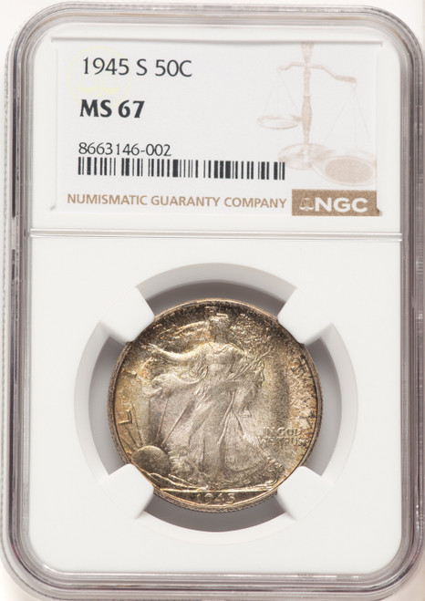1945-S 50C Walking Liberty Half Dollar NGC MS67 (780579001)