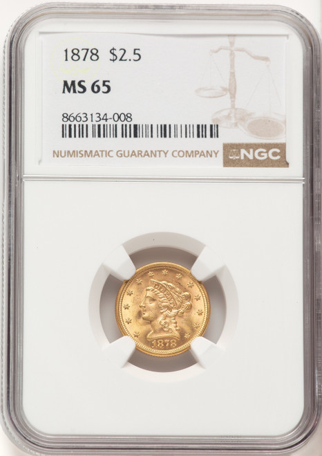 1878 $2.50 Liberty Quarter Eagle NGC MS65