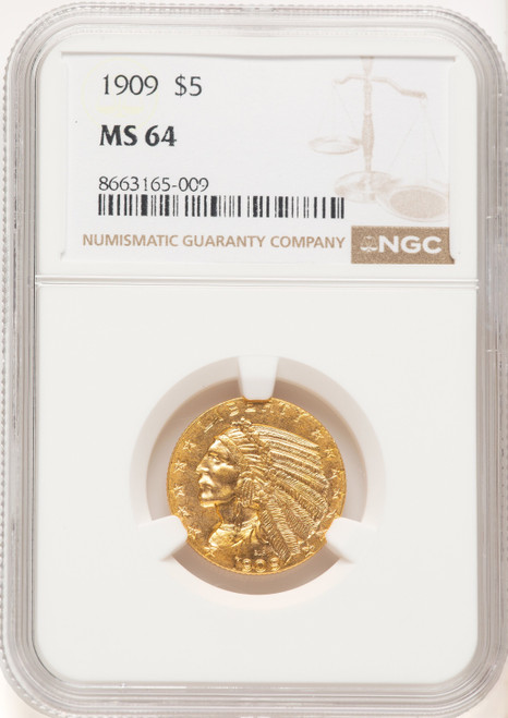 1909 $5 Indian Half Eagle NGC MS64 (778428043)