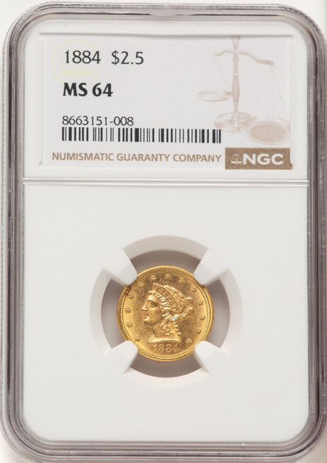 1884 $2.50 Liberty Quarter Eagle NGC MS64