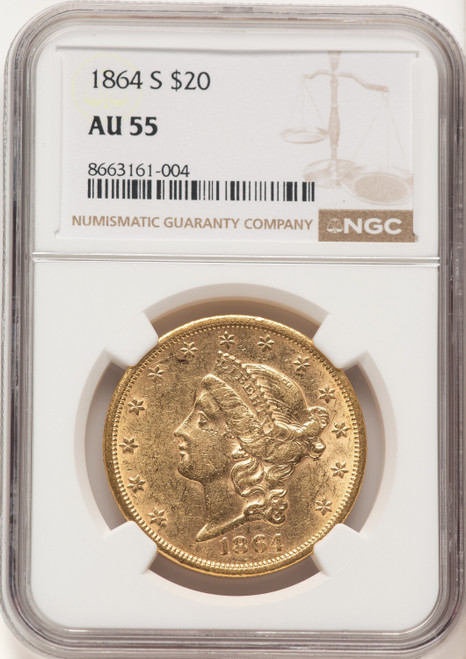 1864-S $20 Liberty Double Eagle NGC AU55 (520642017)
