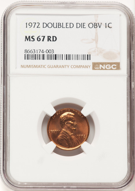 1972 1C Doubled Die Obverse RD Lincoln Cent NGC MS67
