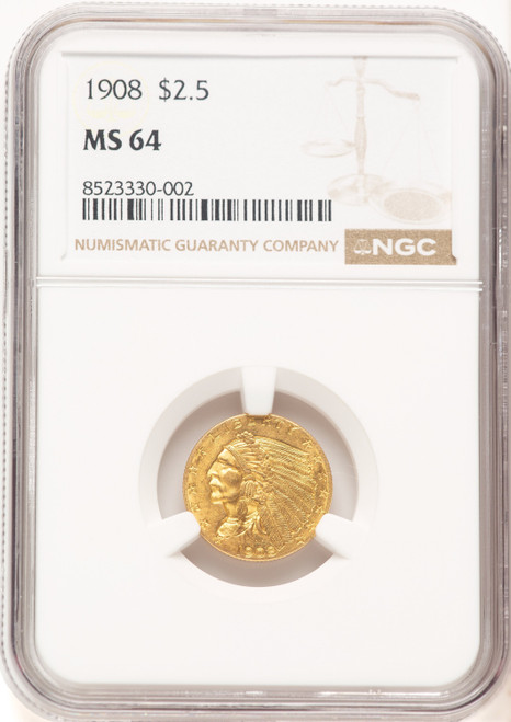 1908 $2.50 Indian Quarter Eagle NGC MS64 (777428006)