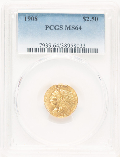 1908 $2.50 Blue Gradient Indian Quarter Eagle PCGS MS64