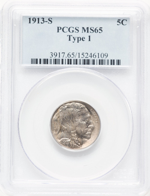 1913-S T-1 Buffalo Nickel PCGS MS65