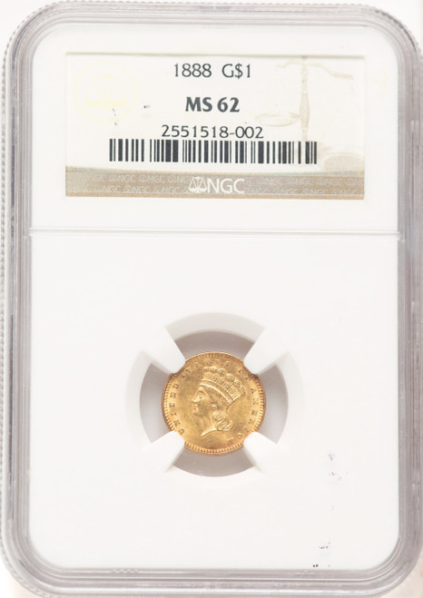1888 G$1 Brown Label Gold Dollar NGC MS62