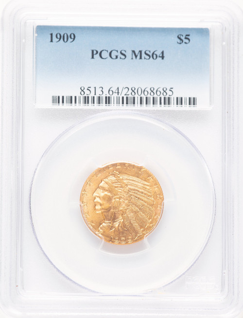 1909 $5 Blue Gradient Indian Half Eagle PCGS MS64
