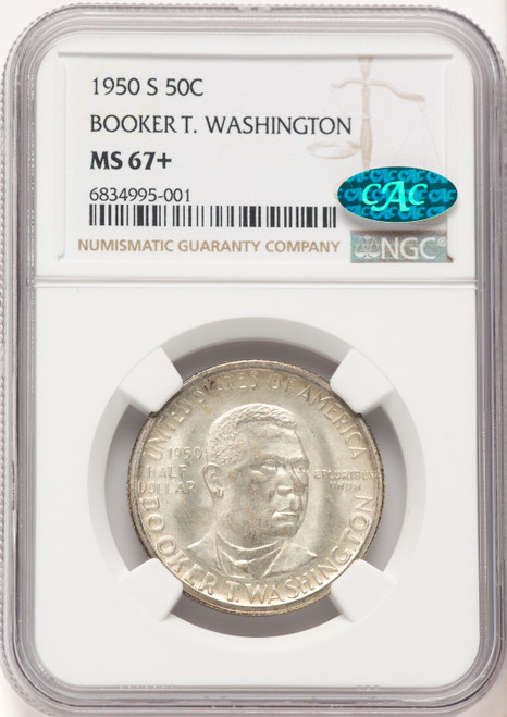 1950-S 50C Booker T. Washington CAC Commemorative Silver NGC MS67+