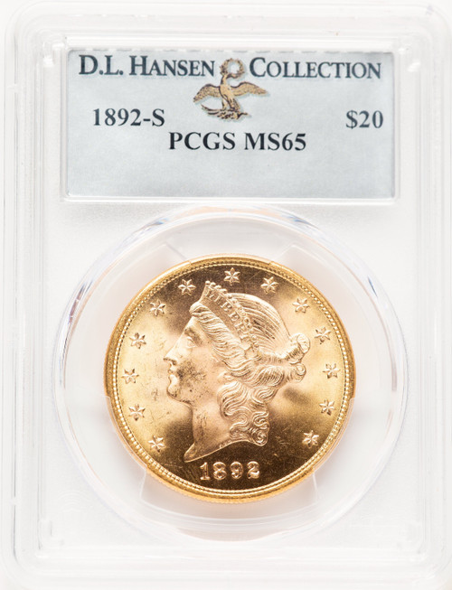 1892-S $20 Liberty Double Eagle PCGS MS65