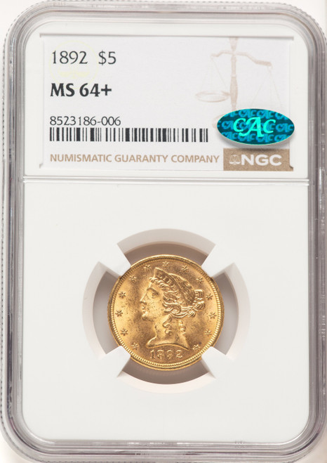 1892 $5 CAC Liberty Half Eagle NGC MS64+ (777401001)