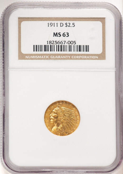 1911-D $2.50 Indian Quarter Eagle NGC MS63 (781731023)
