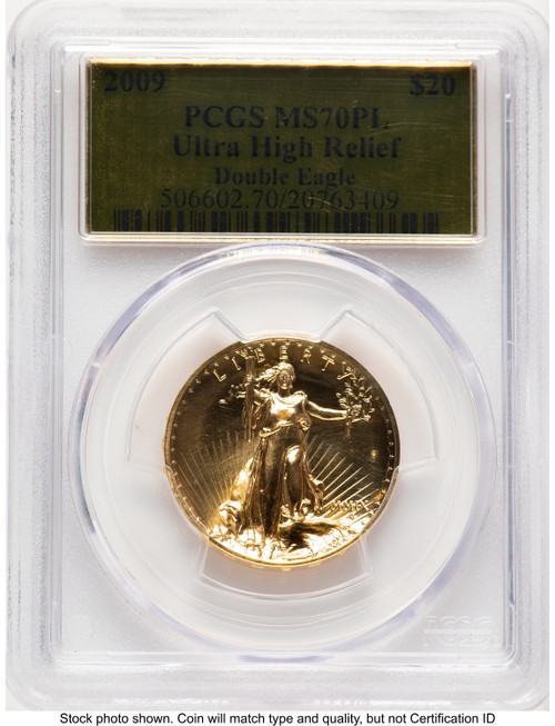 2009 G$20 Ultra High Relief PL Gold Foil PCGS MS70 (780874005)