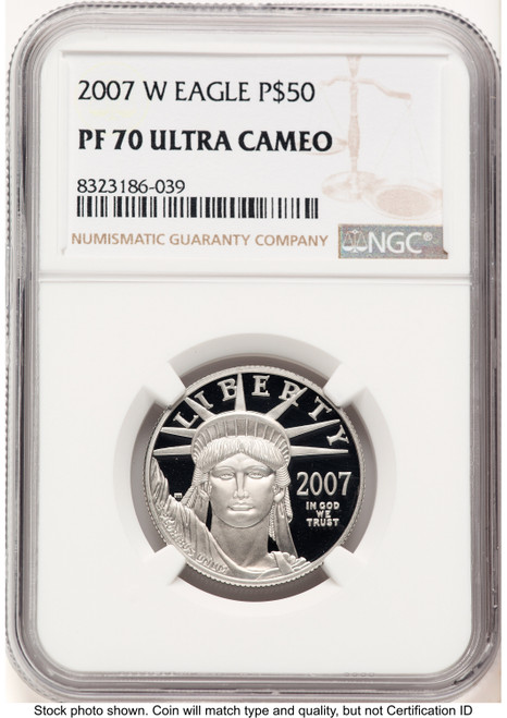 2007-W Proof Platinum Eagle 1/2 oz Brown Label NGC PF70