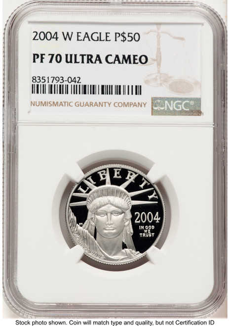 2004-W Proof Platinum Eagle 1/2 oz Brown Label NGC PF70 (782122004)