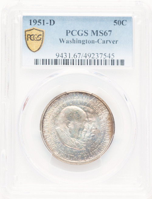 1951-D 50C Washington-Carver Commemorative Silver PCGS MS67 (781342003)