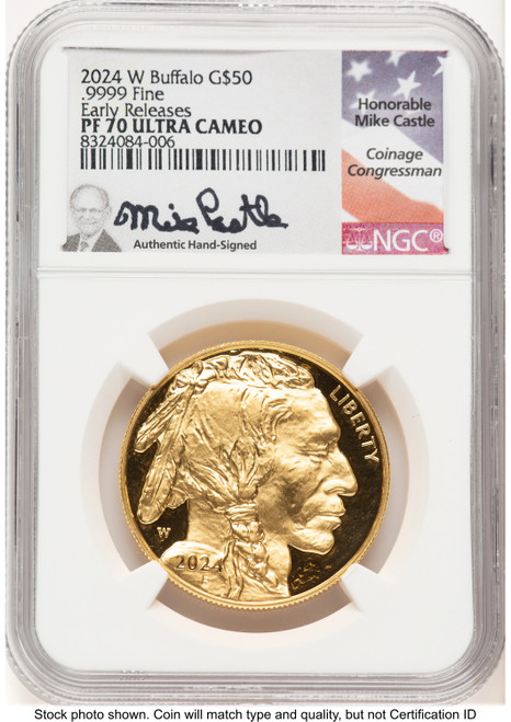 2024-W Proof Gold Buffalo 1 oz ER Mike Castle NGC PF70 (777320008)