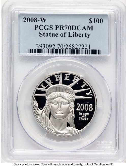 2008-W Proof Platinum Eagle 1 oz Blue Label PCGS PR70