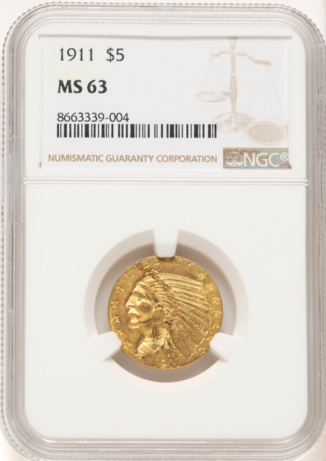 1911 $5 Indian Half Eagle NGC MS63 (522030021)