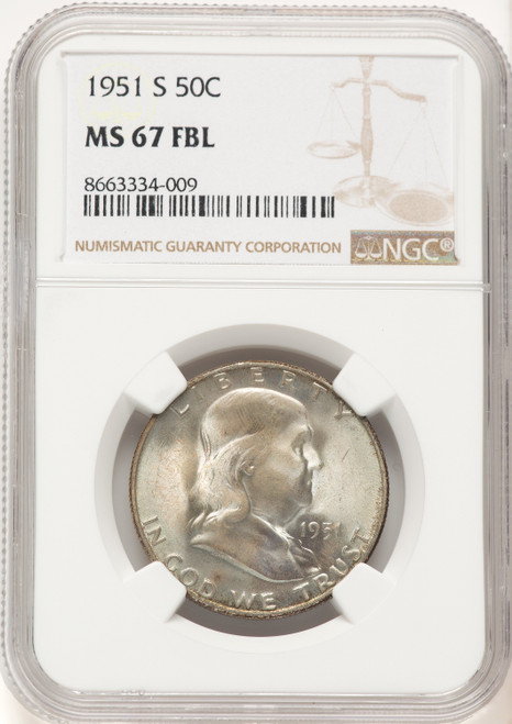 1951-S 50C FL Franklin Half Dollar NGC MS67