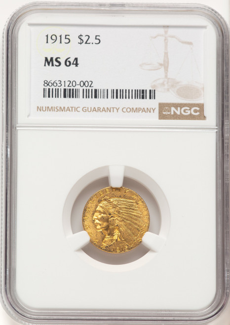 1915 $2.50 Indian Quarter Eagle NGC MS64 (780376011)